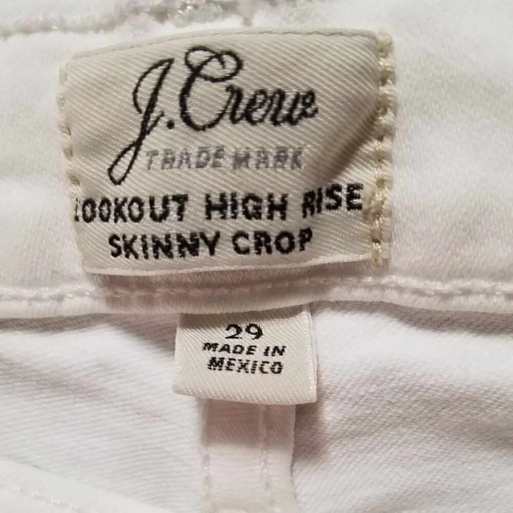 J Crew White Lookout High Rise Skinny Crop Jeans size 29